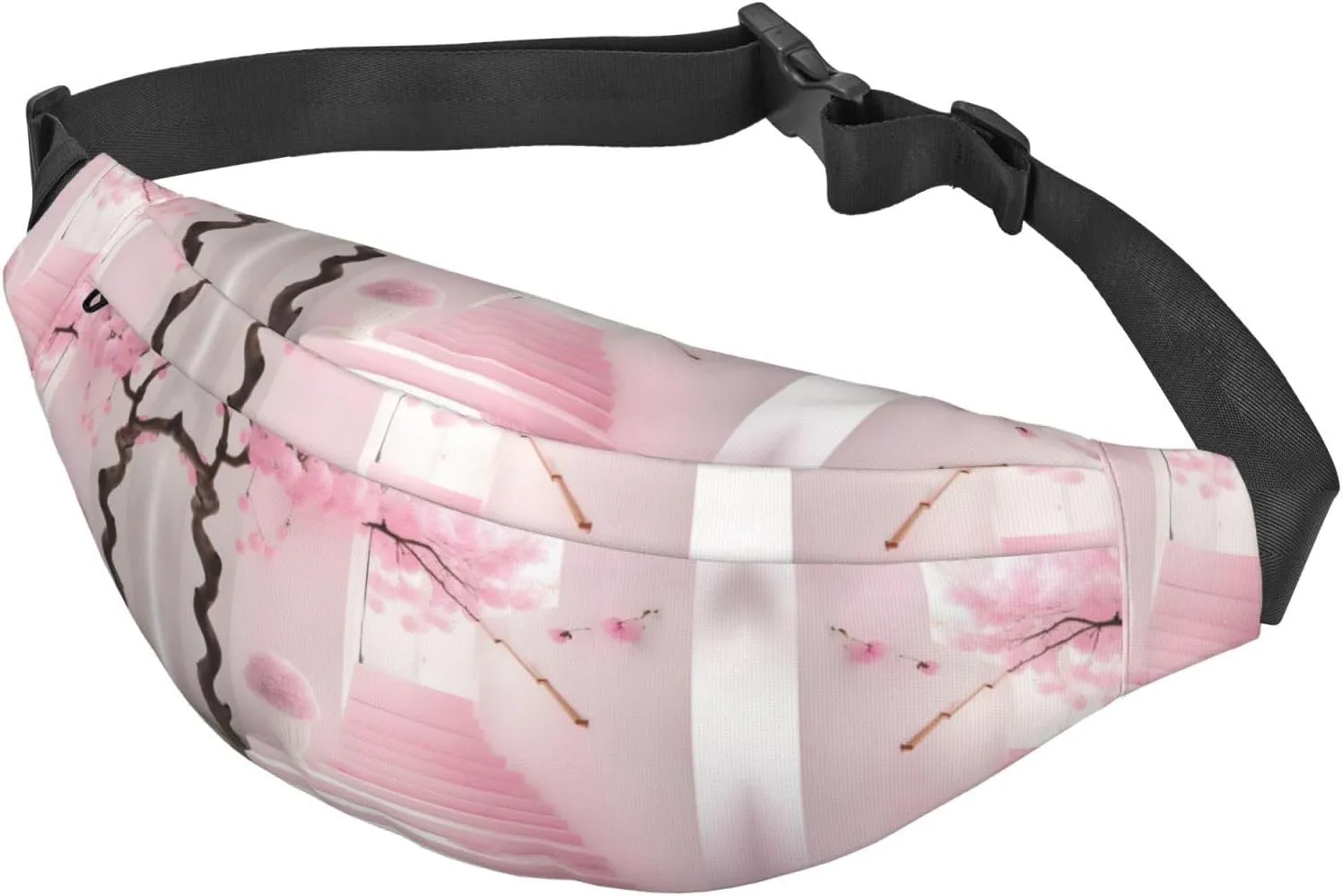 Pink cherry blossom staircase Fashion Crossbody Appearance High capacity outdoor with Adjustable Comfortable Work Leisure Versatile, RXZER23