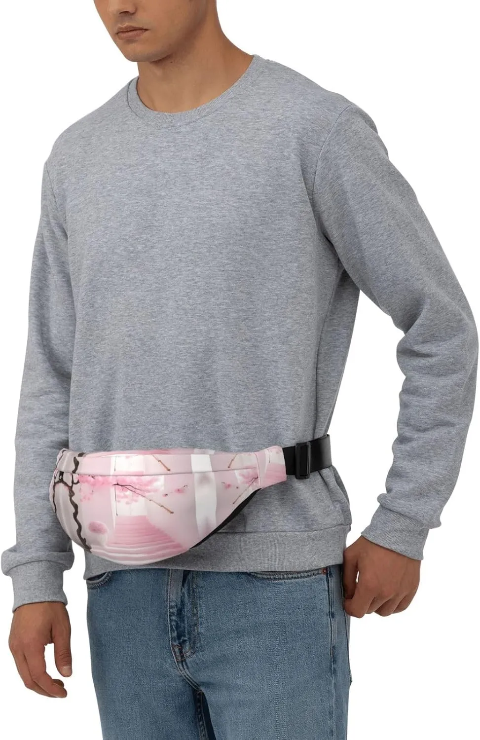 Pink cherry blossom staircase Fashion Crossbody Appearance High capacity outdoor with Adjustable Comfortable Work Leisure Versatile, RXZER23