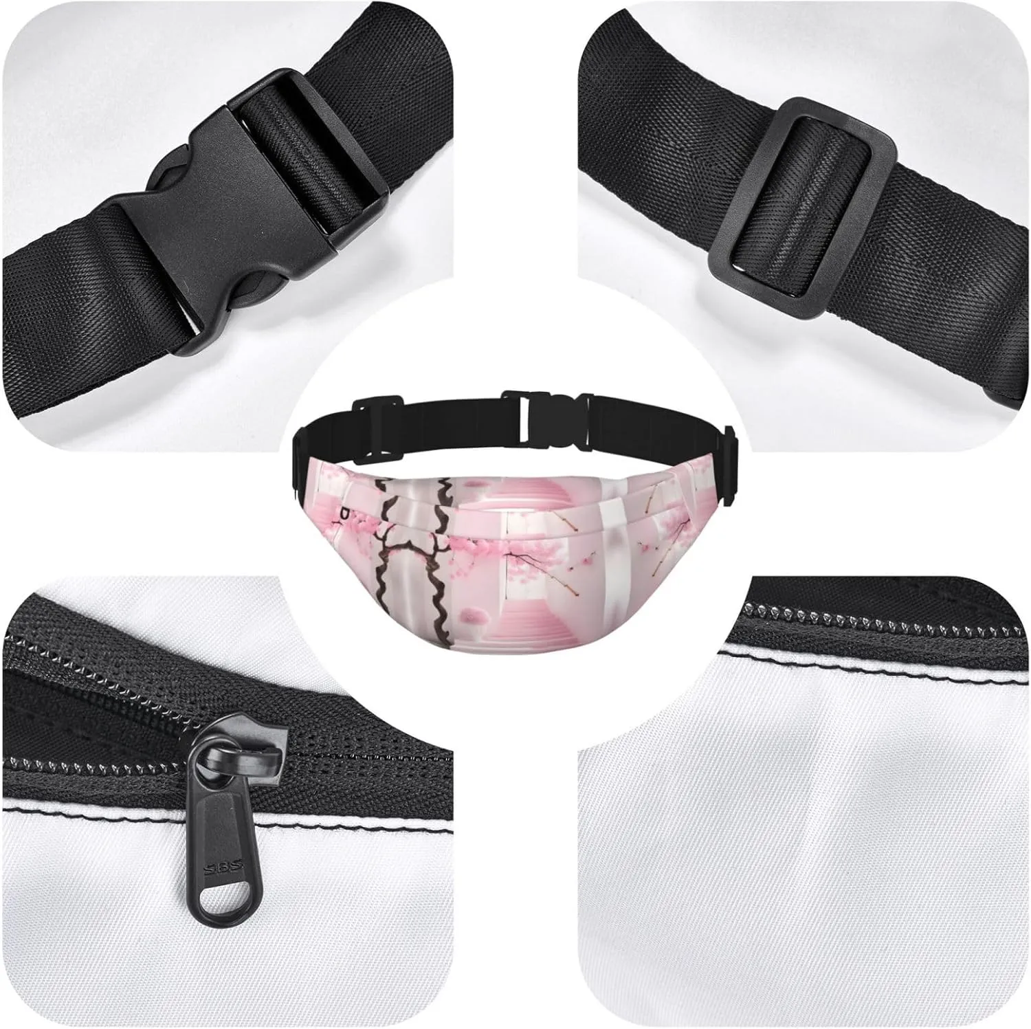 Pink cherry blossom staircase Fashion Crossbody Appearance High capacity outdoor with Adjustable Comfortable Work Leisure Versatile, RXZER23