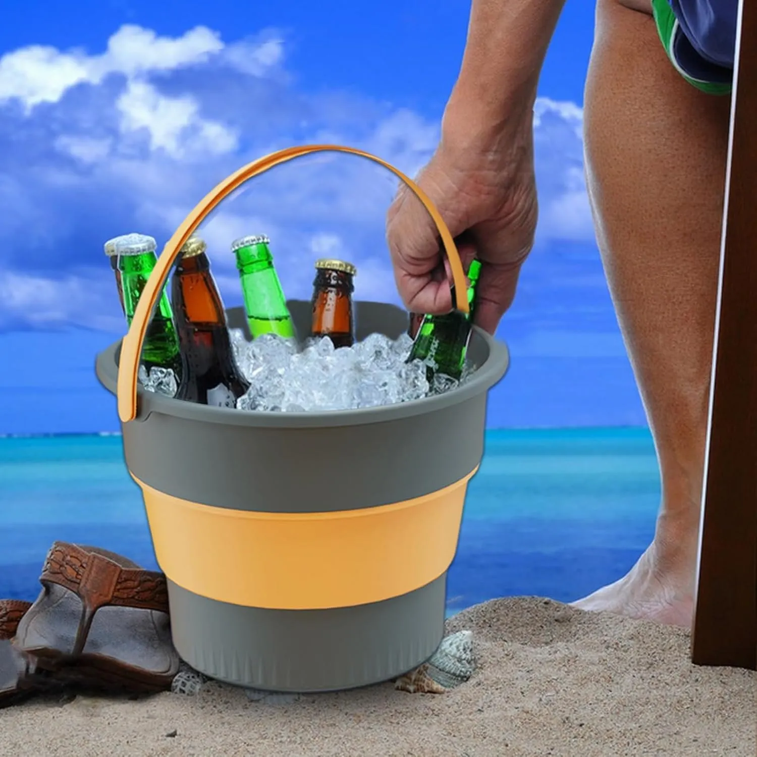 Plastic Bucket Portable Outdoor Fishing Folding Bucket Collapsible Plastic Bucket for Camping Cleaning 4.6/10/16.8l Collapsible Bucket Dark Blue S