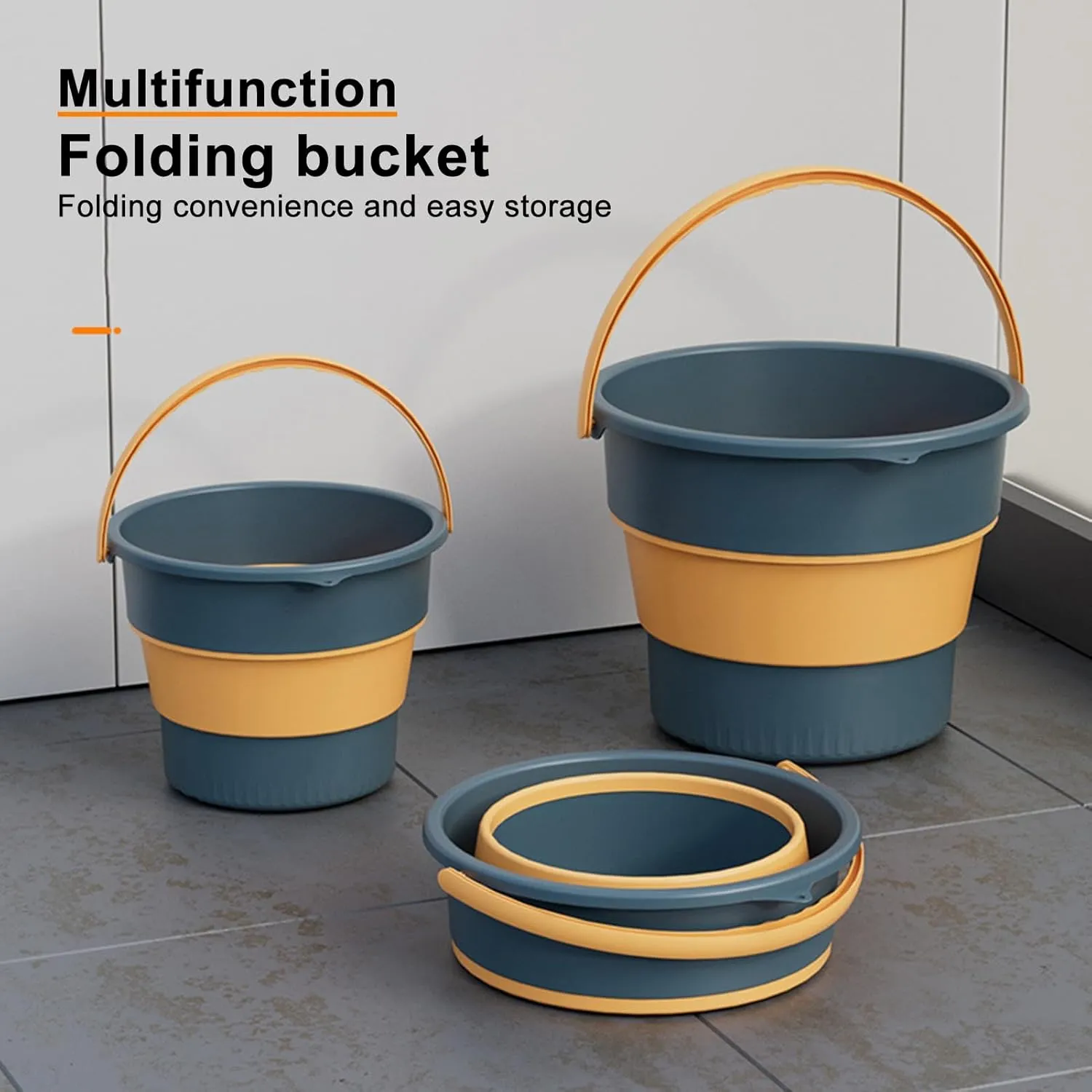 Plastic Bucket Portable Outdoor Fishing Folding Bucket Collapsible Plastic Bucket for Camping Cleaning 4.6/10/16.8l Collapsible Bucket Dark Blue S