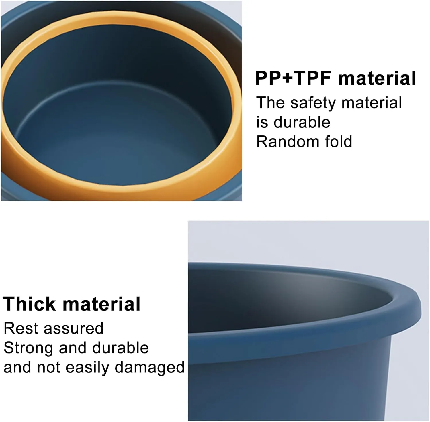 Plastic Bucket Portable Outdoor Fishing Folding Bucket Collapsible Plastic Bucket for Camping Cleaning 4.6/10/16.8l Collapsible Bucket Dark Blue S