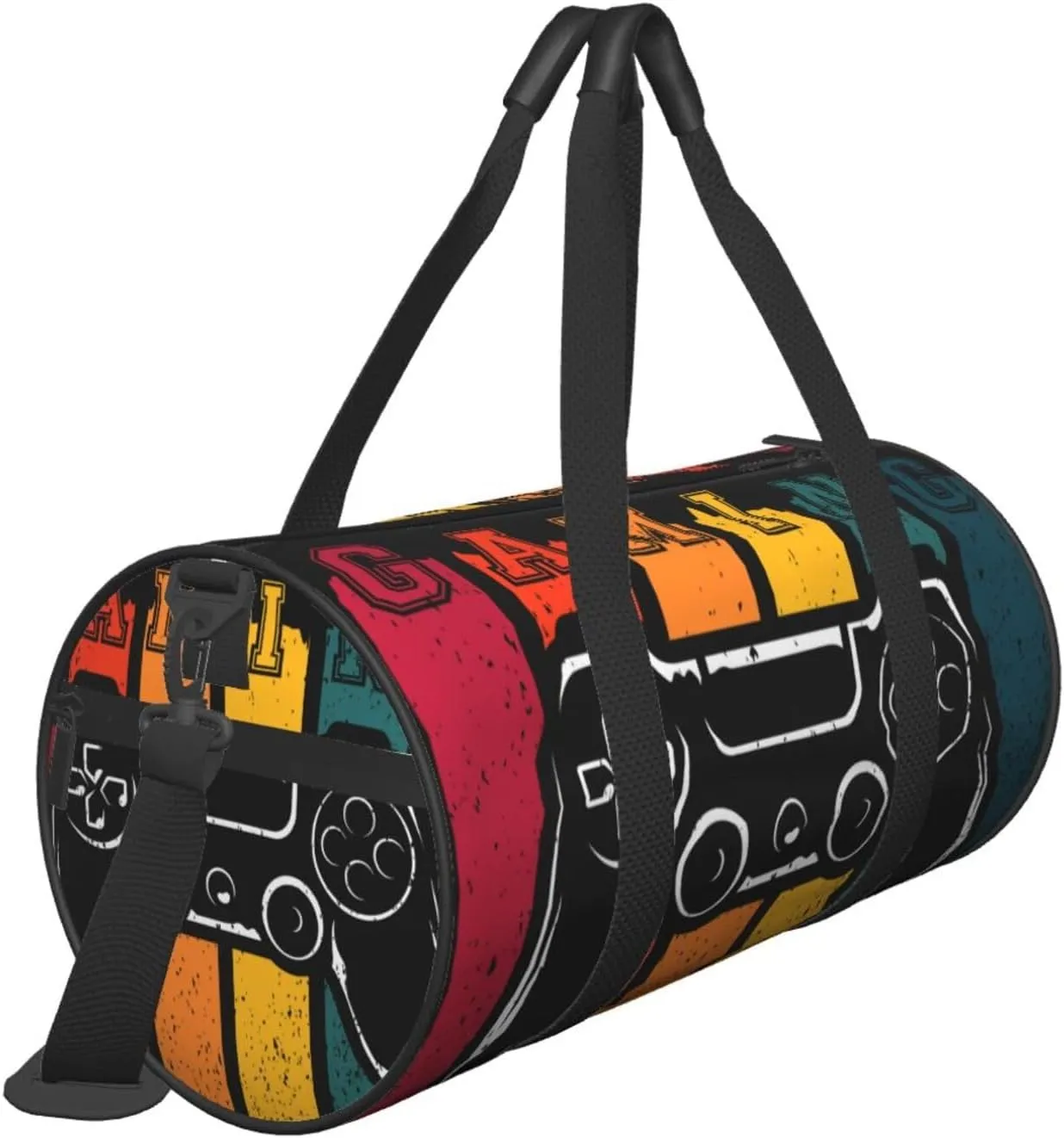 Retro Video Game Gym Duffle Bag Foldable Gaming Joystick Lightweight Carry On Weekender Travel Duffel Bags Sport Bags For Fitness Yoga Beach Swim Men Women