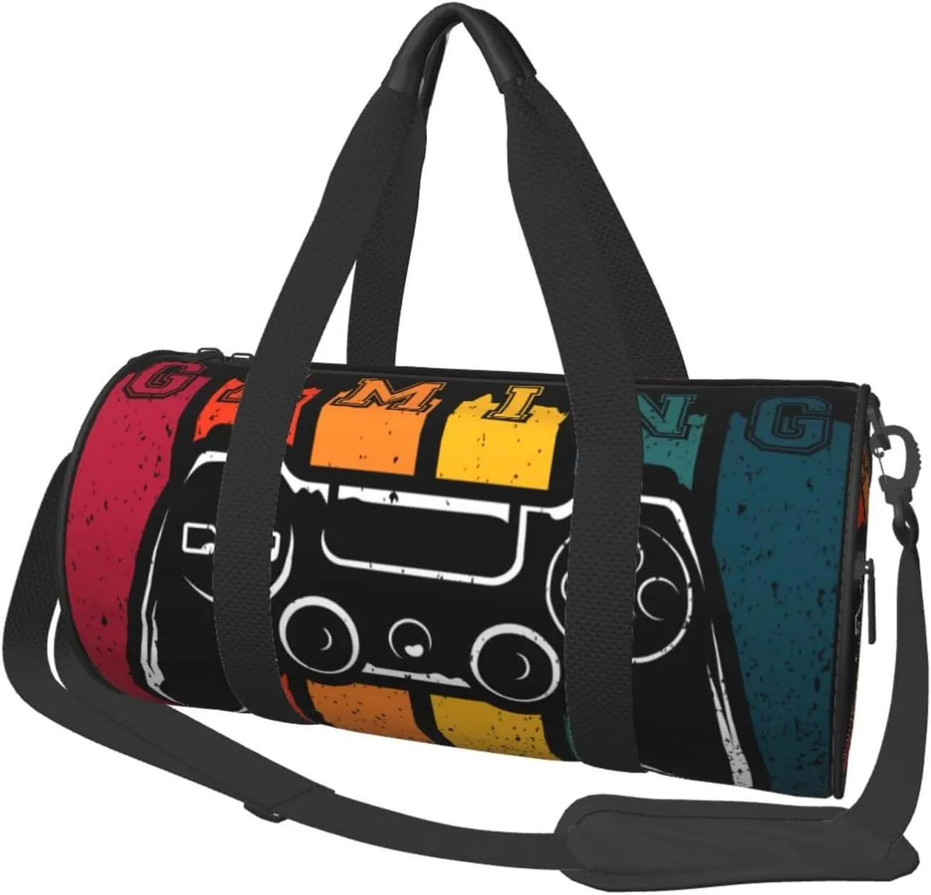 Retro Video Game Gym Duffle Bag Foldable Gaming Joystick Lightweight Carry On Weekender Travel Duffel Bags Sport Bags For Fitness Yoga Beach Swim Men Women