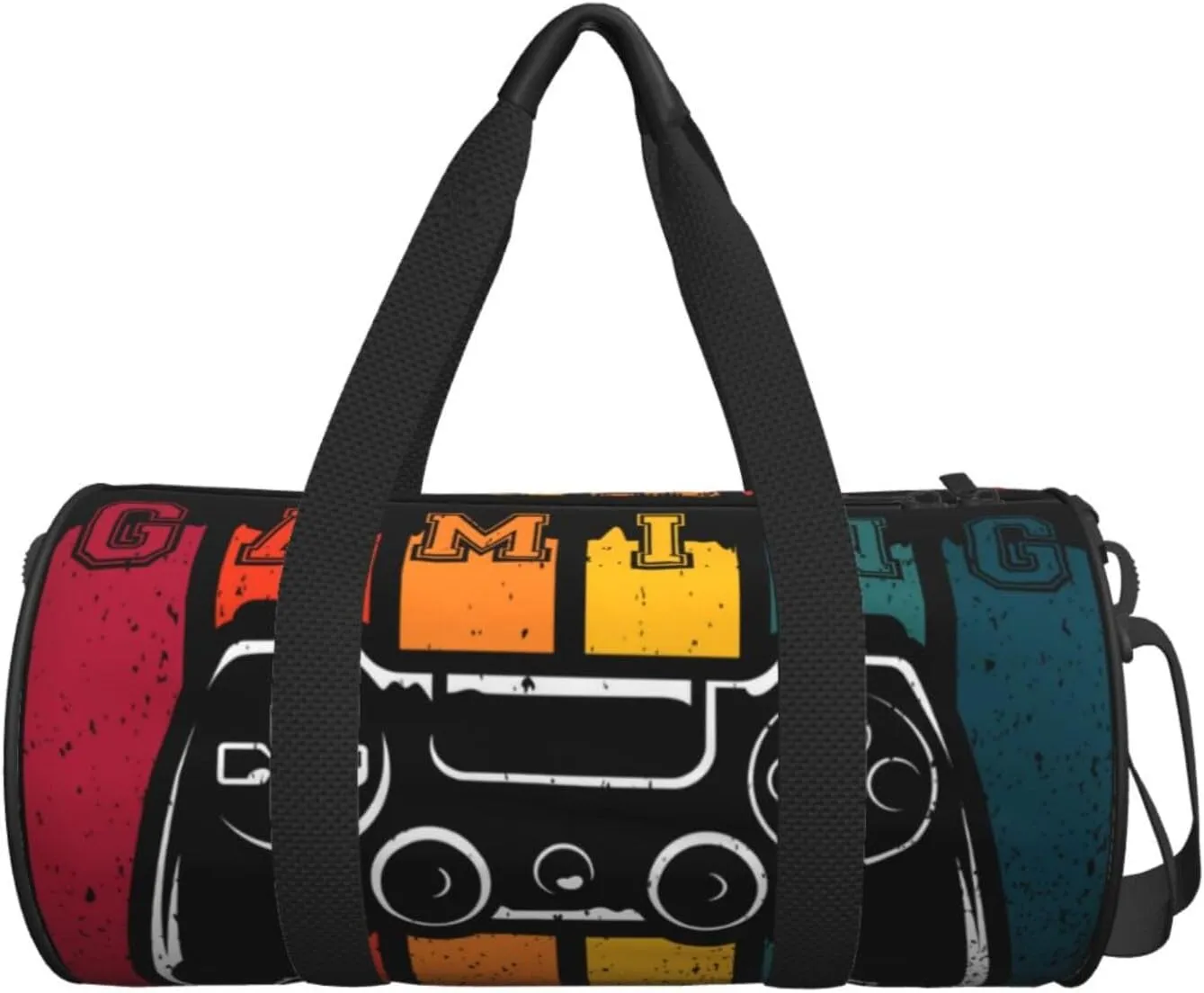 Retro Video Game Gym Duffle Bag Foldable Gaming Joystick Lightweight Carry On Weekender Travel Duffel Bags Sport Bags For Fitness Yoga Beach Swim Men Women