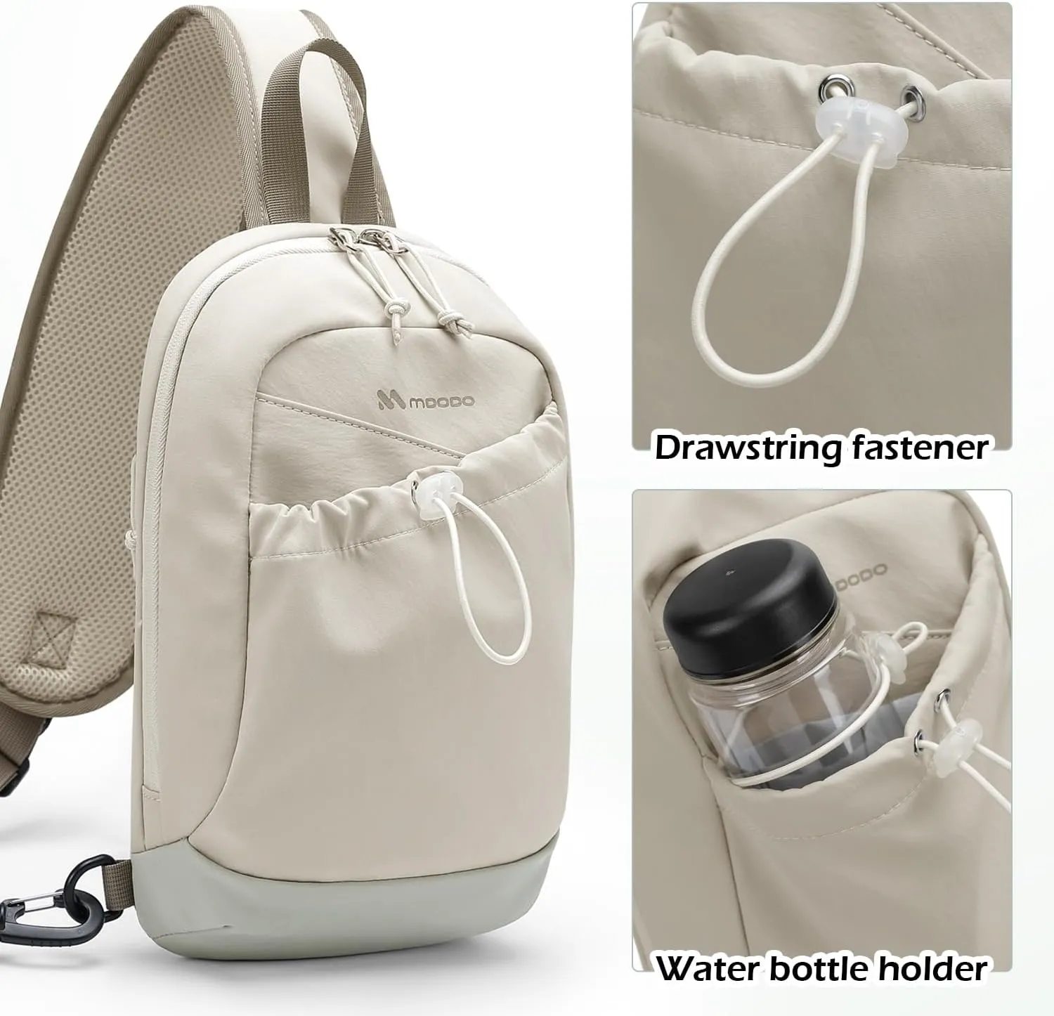 Sling Bag for Women, Crossbody Sling Chest Daypack Shoulder Cross body Bags for Casual Commuting Work Travel Sport Hiking,3.4L,Green Beige