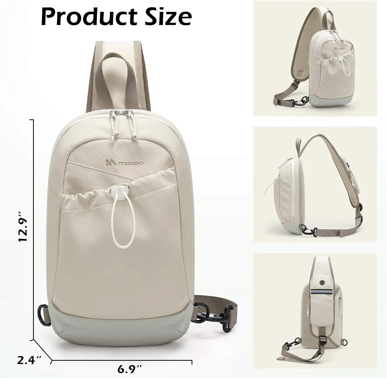 Sling Bag for Women, Crossbody Sling Chest Daypack Shoulder Cross body Bags for Casual Commuting Work Travel Sport Hiking,3.4L,Green Beige