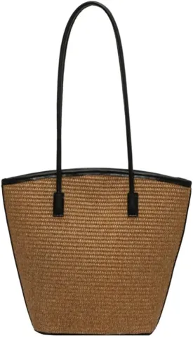 Summer Straw Tote Bag for Women Casual Shouler Purse Summer Beach Handbag Woven Top Handle Satchel 2pcs