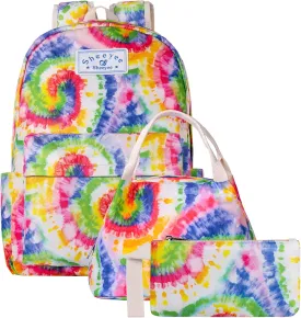 Teen Girls School Backpack with Matching Lunch Box Pencil Case Marble Bookbag Laptop for Middle School