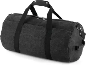Vintage Canvas Barrel Bag BG655 - Sports gym Duffle Bag Travel Holdall - Vintage Black