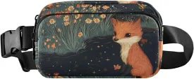 Waist Bag Fanny Pack, Multipurpose Women Men Bum Belt Bags with Adjustable Strap, Cute Fox A River, Waterproof Croose Body Purse for Travel Gym Work