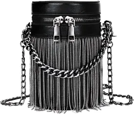 Y2K Punk Bag Tassel Totes Gothic Fringe Bag Women Shoulder Funky Bags Sourpuss Rock Fashion Crossbody Handbag