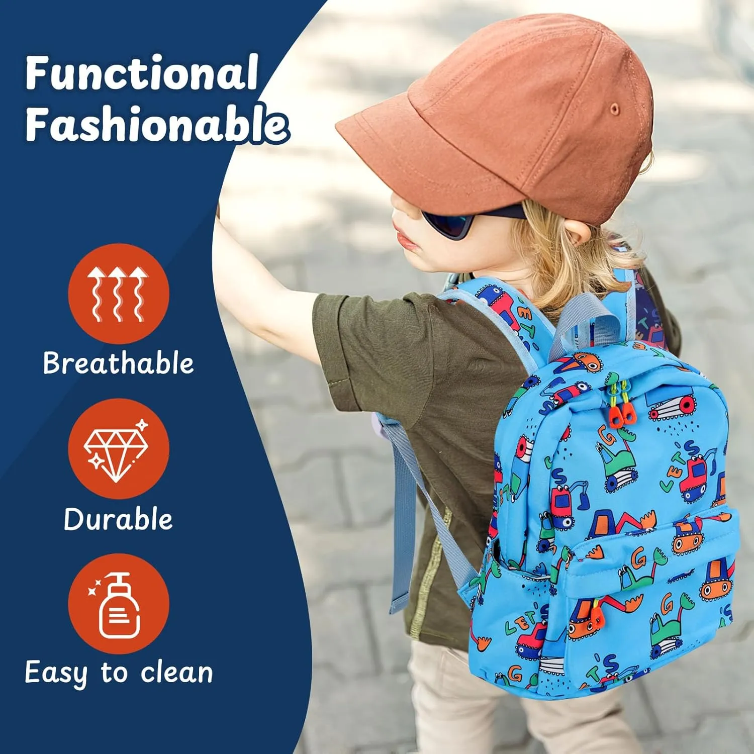 Zicac Toddler Backpack for Boys Girls 12 inch Mini Kids Backpack for School & Travel, Preschool Kindergarten Cartoon Daypack