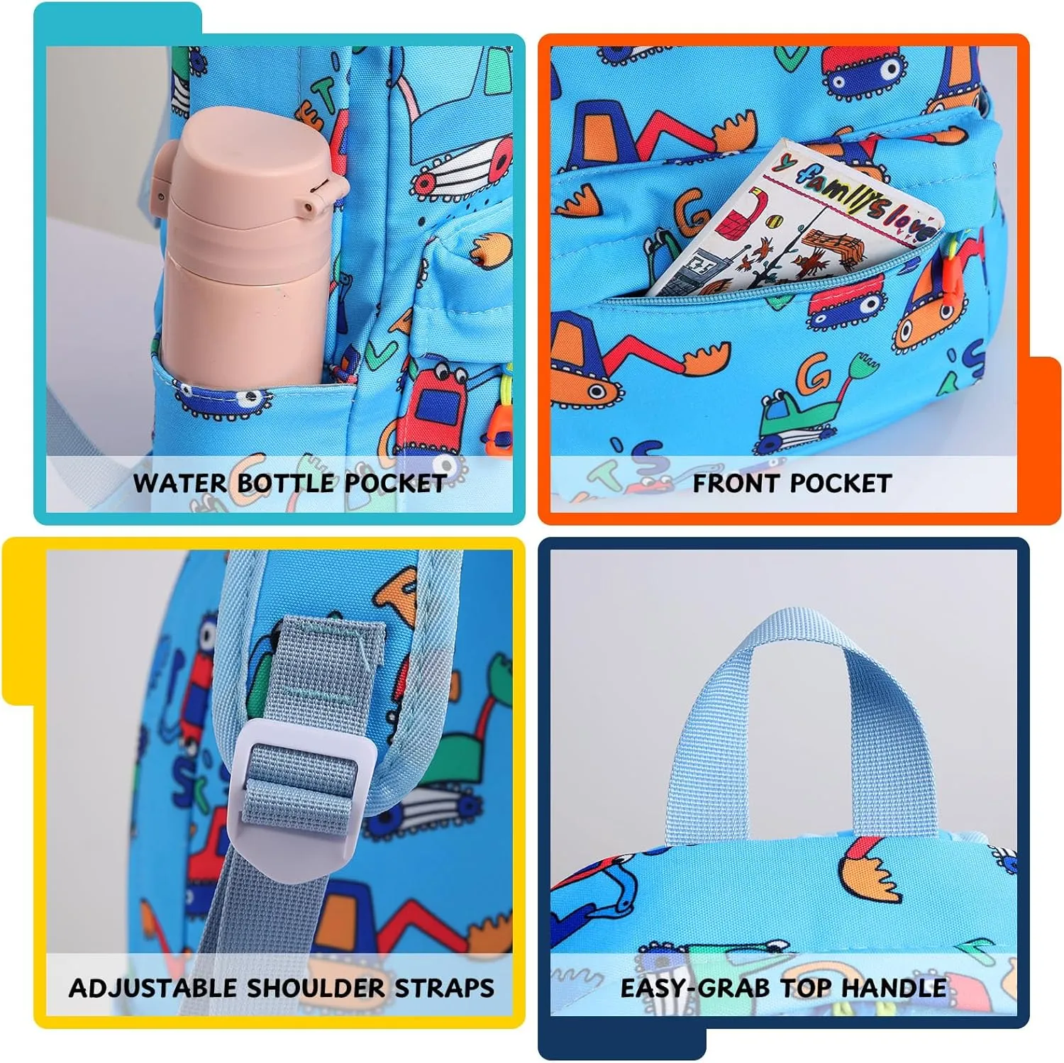 Zicac Toddler Backpack for Boys Girls 12 inch Mini Kids Backpack for School & Travel, Preschool Kindergarten Cartoon Daypack